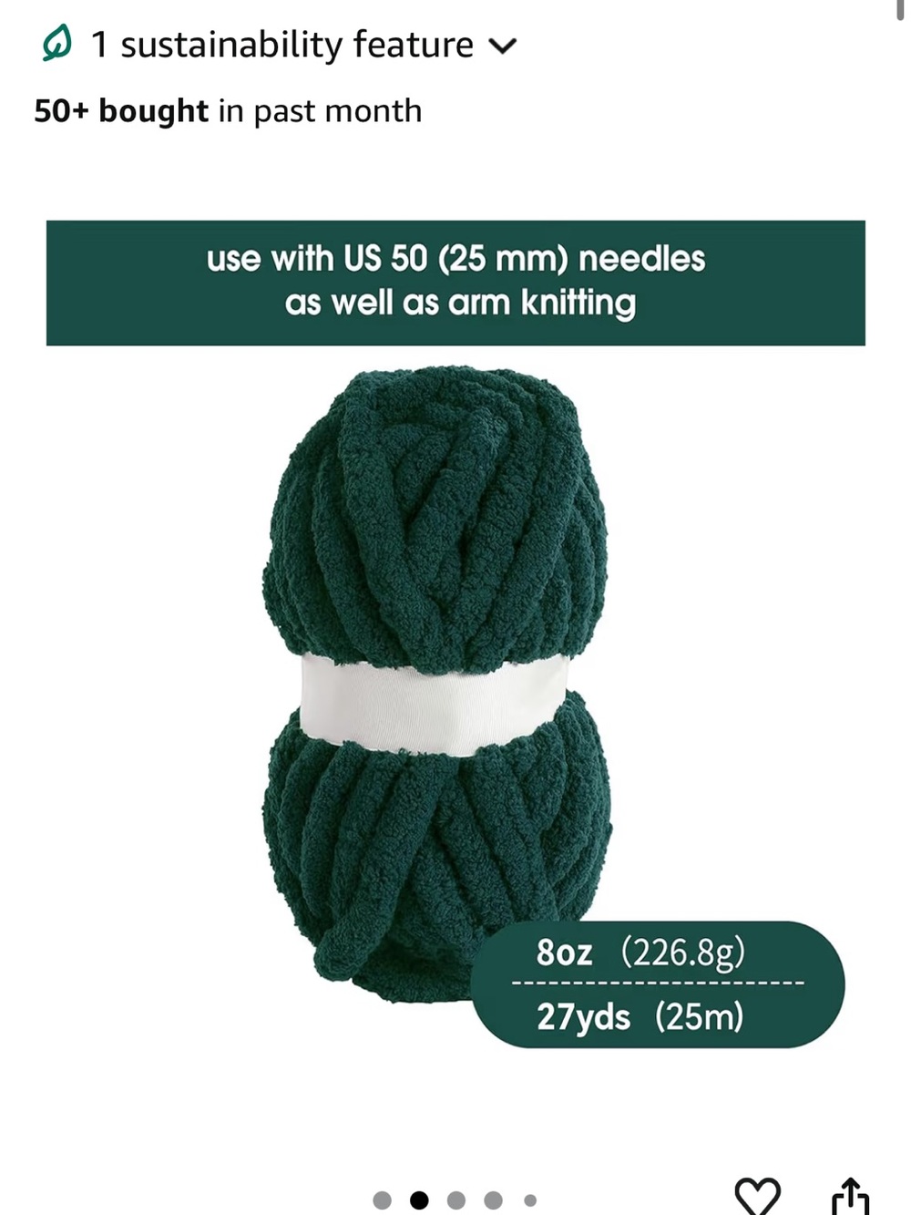 11 Skeins Chunky Green Chenille Yarn - Plush Texture - Picture 4 of 6